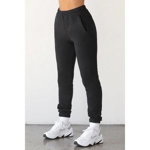 Joah Brown Empire Joggers Womens S M Black Cotton French Terry Sweatpants Pants